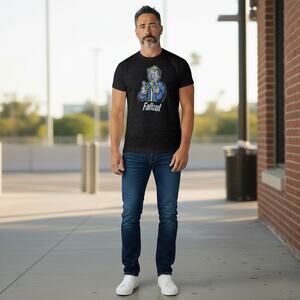 Mens T Shirt L Fallout Bethesda Black Graphic Gaming Gamer Casual